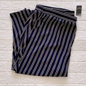 Navy striped crepe pants
